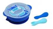 3pc Marcus & Marcus Toddler First Self Feeding Bowl/Cutlery Set Hippo Blue 12m+