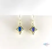 Australian Gold Opal Earrings Genuine Drop Hook 7x5mm Diamond Shape Hook Dangle