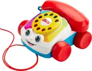 Toddler Pull Toy Chatter Telephone Pretend Phone with Rotary Dial and Wheels for
