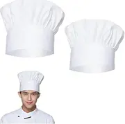 [Goxfaca] 2 Pcs Chef Hat, Adult Elastic Cooking Chef Cap, Adjustable DIY Bakery Hats, White Kitchen Catering Baker Caps, Bakers Hat for Cooking, Baking, Pizza Part