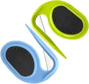 Esforzarse 2 Pcs Pet Knotting Comb, Pet Hair Remover Roller Household Tools, Knotting Comb Dog Detangler Cat Massage Comb Pet Deshedding Brush with Safety Blades Knives Hair Removal Comb Dematting Grooming Tool(Green,Blue)