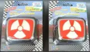 Set of 2 Vintage Super Street by APC Glow Emblems Badges Red w/ Nuclear Symbol
