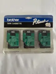 Brother P Touch PT-6/8/10 Tape Cassette 3 Pack Gold Blue Red On Clear Tape