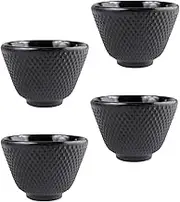 Mikily‘s 4 Pieces Japanese Cast Iron Tea Cup Set Handcrafted Ceramic Mugs with Fine Grinding Bottoms Chinese Kung Fu Tea Cup Blossom Teacup Handcraft Mugs Set