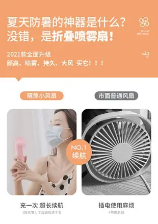 手持usb噴霧小電風扇小型迷你便攜式隨身可折疊靜音充電型可愛兒童學生款夏天宿舍辦公室桌面移動制冷小空調