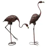 2x Willow & Silk 116cm & 77cm Flamingos/Bird Garden/Patio Decor Figurine/Statue