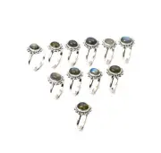 WHOLESALE 11PC 925 SOLID STERLING SILVER LABRADORITE RING LOT Q609
