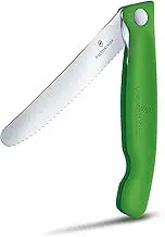 Victorinox Tomato Vegetable Folding Knife, Wave Blade, 4.3 inches (11 cm), Foldable, Green