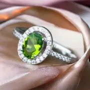Lab Made Peridot Ring Solid Sterling Silver 925