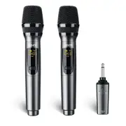 Rechargeable Wireless Microphone, Wireless MIic Dual Handheld Cordless