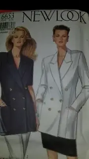 NEW LOOK 6653 DOUBLE BREASTED JACKET New Size 8-18