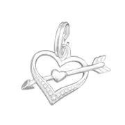 Silver Heart Arrow Charm with Split ring