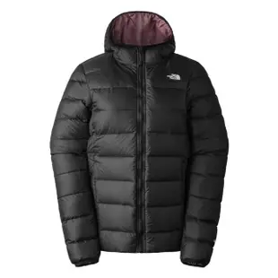 【The North Face 官方旗艦】北面女款黑色防潑水保暖兩面穿連帽羽絨外套｜83OKO6O