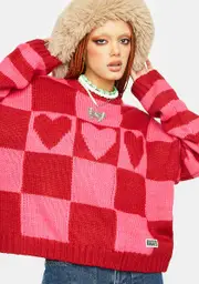 [The Ragged Priest] Heartwarmer Checkered Sweater