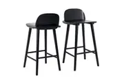 2X Wooden Bar Stool Dining Chair Ash Wood ELISE 65cm BLACK