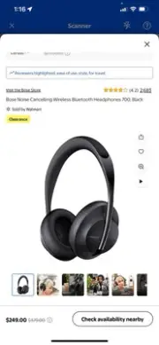 Bose Noise Cancelling Wireless Bluetooth Headphones 700, Black
