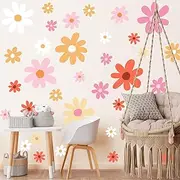 12 Sheets Daisy Wall Decals Flower Wall Stickers Large Daisy Wall Stickers Daisy Decals for Wall Peel and Stick for Nursery Kids Girls Bedroom Living Room Wall Decor(Lovely Style)