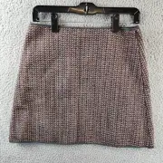 Theory Walden Wool Blend Tweed Mini Skirt Women's 6 Multi Houndstooth Side Zip