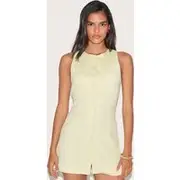 Butter Yellow Linen A Line Cinched Back Skort Playsuit, Butter Yellow