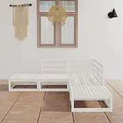 5 Piece Garden Lounge Set White Solid Pinewood, Garden Furniture Sets