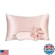 KISMETICS - Vegan Silk Sleep Set, Silky Pillowcase with Large Scrunchie and E