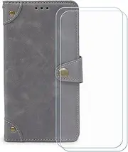 LCEHTOGYE Cover for Lebest L20 2109 + 2 Slice HD Tempered Glass,Shell BracketBumper Protective Back Case - Anti-Scratch Screen Protector for Lebest L20 2109 - HZLD -Grey