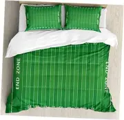 Football Duvet Cover Set, Field of The Game Strategy Tactics King White Green