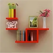 Wall Shelf Wall Floating Shelves, Set of 4, Wall Mounted Storage Shelves, Decorative Wall Display Racks, Wall Shelves for Bedroom, Kitchen, Living Room, Office, Home Wall Art DIY Shelves Flo