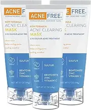 AcneFree Acne Clearing Sulfur Mask Treatment for Clearing Acne, Absorbing Excess Oil and Unclogging Pores with Vitamin C and Bentonite Clay, 1.7 Ounce - Pack of 3