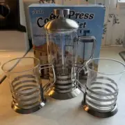 Primula Coffee Press Gift Set 3 Cup Stainless Steel Press With 2 Matching Cups