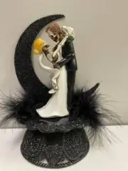 Blonde Day of the DEAD Halloween Wedding Cake Topper Skeleton Bride Groom top