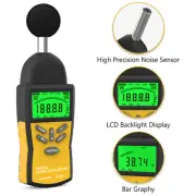 HoldPeak Sound Level Meter Digital Noise Test Decibel Measurement 30-130DB A/C