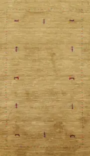Soft and Plush Gold Wool Gabbeh Small Rug Hand-knotted 3x5 ft
