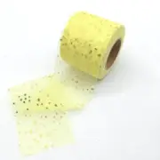 Gold Star Yellow Mesh Organza Ribbon Roll Art Crafts Gift Wrapping Supplies