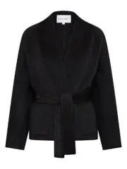 FRIEND OF AUDREY | The Double-faced Wool and Silk Tie Coat in Black | The UNDONE