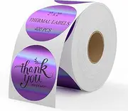 BESTIKER 2 Inch Circle Holographic Thermal Label 400pcs Thermal Printer Stickers, Purple Printable Thermal Label for Small Business Logo Design Waterproof Round Stickers Roll