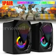 Computer Speaker Loud Sound with LED RGB Light for PC Laptop Stereo Desktop X2