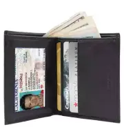 RFID Blocking Men's Genuine Leather ID License Card Bifold Billfold Holder Walle
