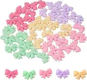Honbay 50PCS Candy Colors Flatback Resin Bow Charms Slime Beads for Scrapbooking, Hair Clip, DIY Crafts, etc