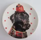 MAGENTA Black Labrador Dog 6" Appetizer Canape DESSERT Plates Set 4 NEW