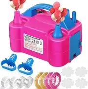 FLSEPAMB Electric Balloon Pump, Balloon Inflator 220-240V with 14 Accessories & 2 Inflation Modes, Balloon Inflator Pump for Party, Christmas Decorations,Balloons,Birthday and Weddings (Rose Red)