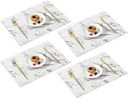 Leather Placemats Set of 4, Marble Placemats for Dinner Table Mats Heat Resistant Placemats Waterproof Insulation Table Mat Wipe Clean for Kitchen & Hotel Use 43 x 30 CM