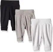 [Hanes] Unisex-Baby BF2KP3 Flexy 3 Pack Adjustable Fit Knit Jogger Pants Layette Set - Multi
