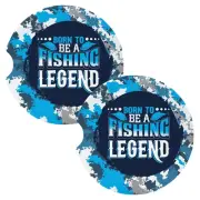Born to Be A Fishing Legend Fisherman Coasters for Car Cup Holders Set of 2