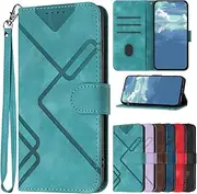 Case for Google Pixel 6 Pro, Geometric Space Credit Card Slot Wallet Case Magnetic Kickstand Shockproof Flip Cover Case for Google Pixel 6 Pro-Light Blue