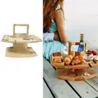 Outdoor wine picnic table, large portable wooden snack and cheese tray with