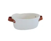 Storage Basket with Handle Hand Woven Nordic Style Cotton Rope Desktop Organizer Storage Holder for Bedroom - Milky White
