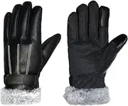[Frediuo] PU Leather Gloves for Men Winter Driving Gloves Portable Comfortable Warm Lined Touch Screen for Riding Skiing Outdoor