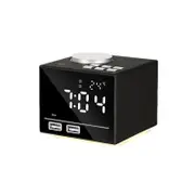 Smart Alarm Clock Bluetooth Speaker with LED Bedside Light Snooze Function Dual USB Port black