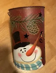 Metal Christmas candle holder Snow man (Rustic look) Hand Painted